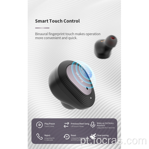Controle de toque ao ar livre Bluetooth Earbuds TWS Fones de ouvido